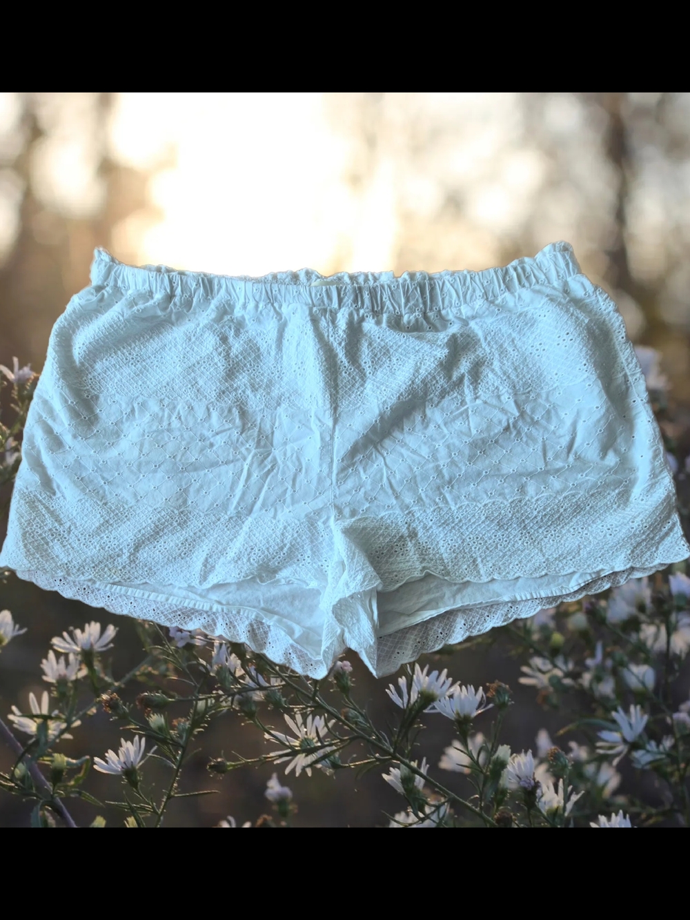 "Rewind" Women’s White Eyelet Lace Shorts - 2x - EUC